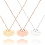 Personalisierte Kette mit 3 runden Plättchen Anhängern und individueller Gravur in gold, silber und rosegold, gravierbar mit Namen, Datum oder Symbolen