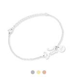 Personalisiertes Armband in silber mit persönlicher Gravur als Geschenk für die Braut zur Hochzeit