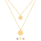 Goldene personalisierte Layering Kette, doppellagig mit 2 Plättchen Anhänger und persönlicher Gravur mit Namen, Datum oder Symbol