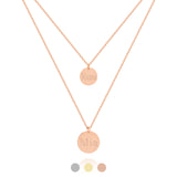 Personalisierte rosegoldene Layering Kette, doppellagig mit 2 Plättchen Anhänger und persönlicher Gravur mit Namen, Datum oder Symbol
