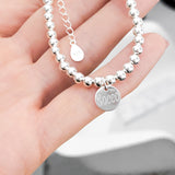 Personalisiertes Kugelarmband aus 925er Sterling Silber mit Plättchen Anhänger und persönlicher und individueller Gravur