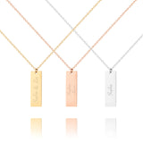 Personalisierte Kette mit rechteckigem Gravuranhänger mit individuellen Namen, Botschaft, Initialen oder Daten als Geschenk zu Weihnachten, Valentinstag oder zum Muttertag