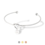 Verstellbarer personalisierter Armreif mit Knoten in silber und Plättchen Anhänger mit individueller, persönlicher Gravur