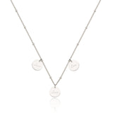 Personalisierte Familien-Kette mit 3 runden Plättchen Anhängern aus Sterling Silber und individueller Gravur mit Namen, Buchstaben, Daten oder Symbolen