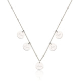 Personalisierte Familien-Kette mit 5 runden Plättchen Anhängern aus Sterling Silber und individueller Gravur mit Namen, Buchstaben, Daten oder Symbolen