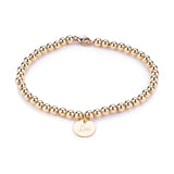 Personalisiertes Kugelarmband aus Gold Filled mit Plättchen Anhänger und persönlicher und individueller Gravur