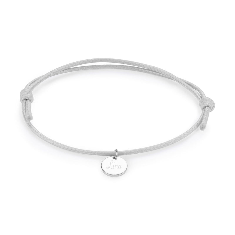 Personalisiertes Armband mit rundem Plättchen Anhänger aus Sterling Silber mit individueller Wunsch Gravur, ob Namen, Daten oder Symbolen