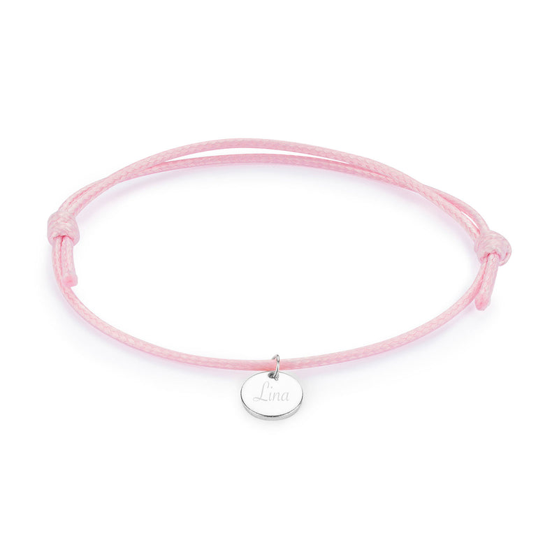 MADISON - Armband rosa mit Gravur | 925er Sterling Silber Plättchen