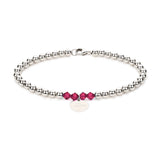 Kugelarmband mit Swarovski Geburtssteinen aus 925er Sterling Silber mit Plättchen Anhänger und persönlicher Gravur