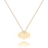 Personalisierte Kette mit 3 runden Plättchen Anhängern und individueller Gravur in gold, gravierbar mit Namen, Datum oder Symbolen