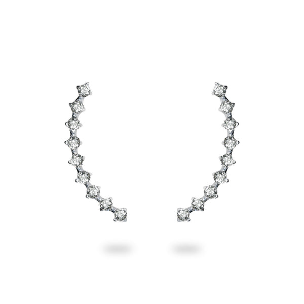 Ear-Crawler Ohrring in silber besetzt mit geschliffenen Zirkonia Steinchen