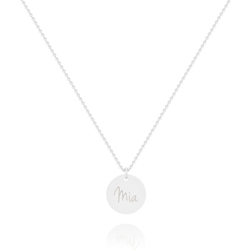 SURI– Kugelkette mit 15,9mm Gravur-Plättchen | 925er Sterling Silber
