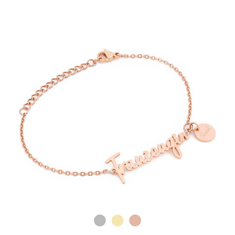 Frage deine Trauzeugin oder bedanke dich mit einem personalisierten Armband in rosegold mit Gravur als persönliches Geschenk 