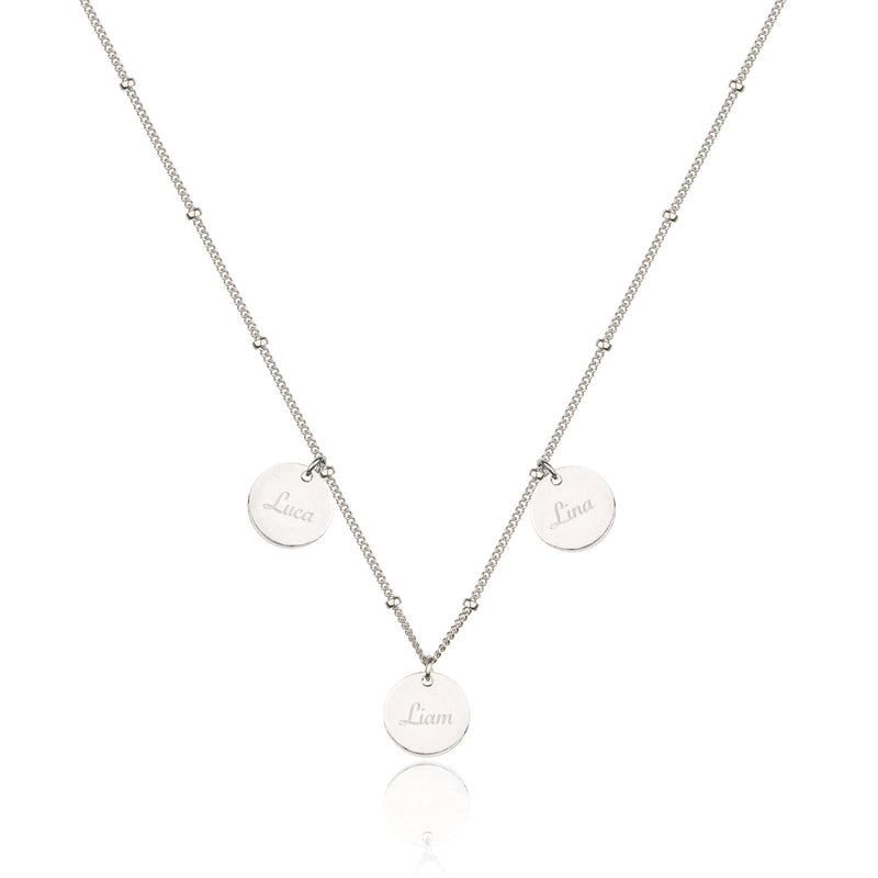 NAOMI – Familienkette mit Gravur | 3 Plättchen | 925er Sterling Silber