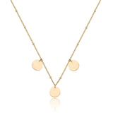 Personalisierte Familien-Kette mit 3 runden Plättchen Anhängern aus Gold Filled und individueller Gravur mit Namen, Buchstaben, Daten oder Symbolen
